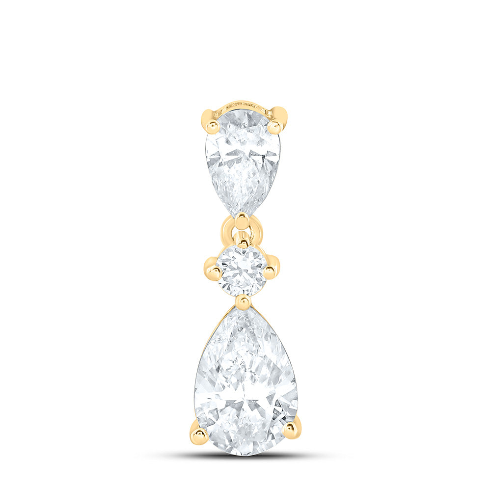 10K Yellow Or White Gold 3/4 Cttw Lab Grown Diamond Fashion Pear Pendant