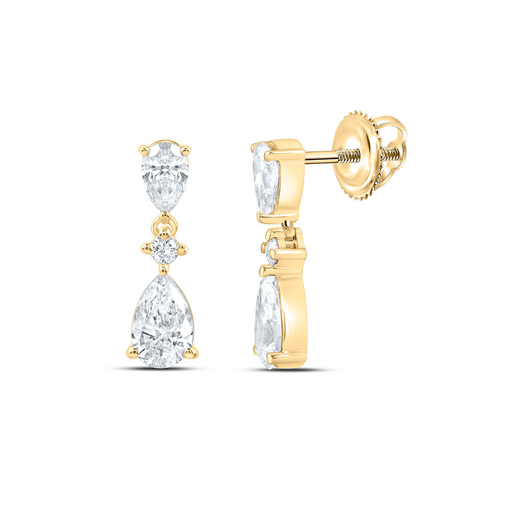 10K Yellow Or White Gold 7/8 Cttw Lab Grown Diamond Pear Dangling Earring
