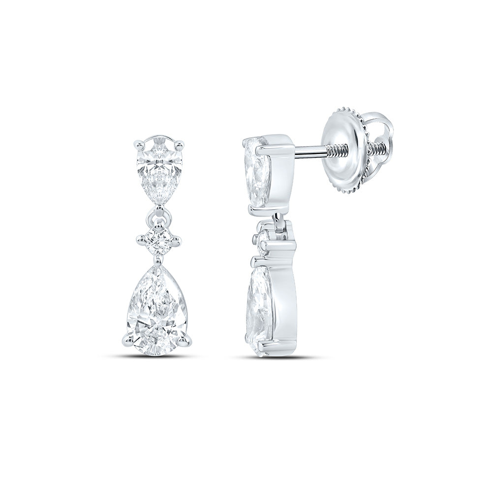 10K Yellow Or White Gold 7/8 Cttw Lab Grown Diamond Pear Dangling Earring