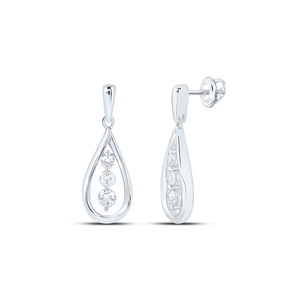 Sterling Silver 1/3 Cttw Lab Grown Diamond Pear Dangling Earring