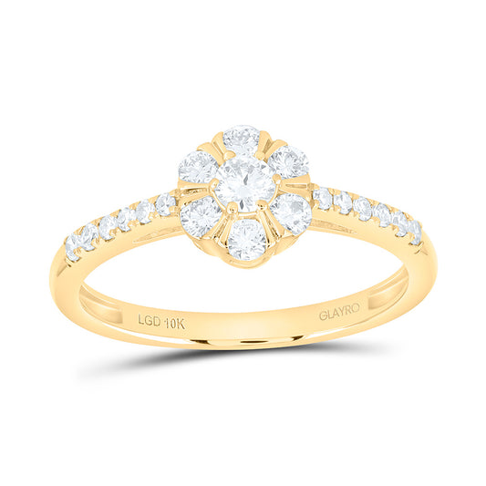 10K Yellow Or White Gold 1/2 Cttw Lab Grown Diamond Flower Ring