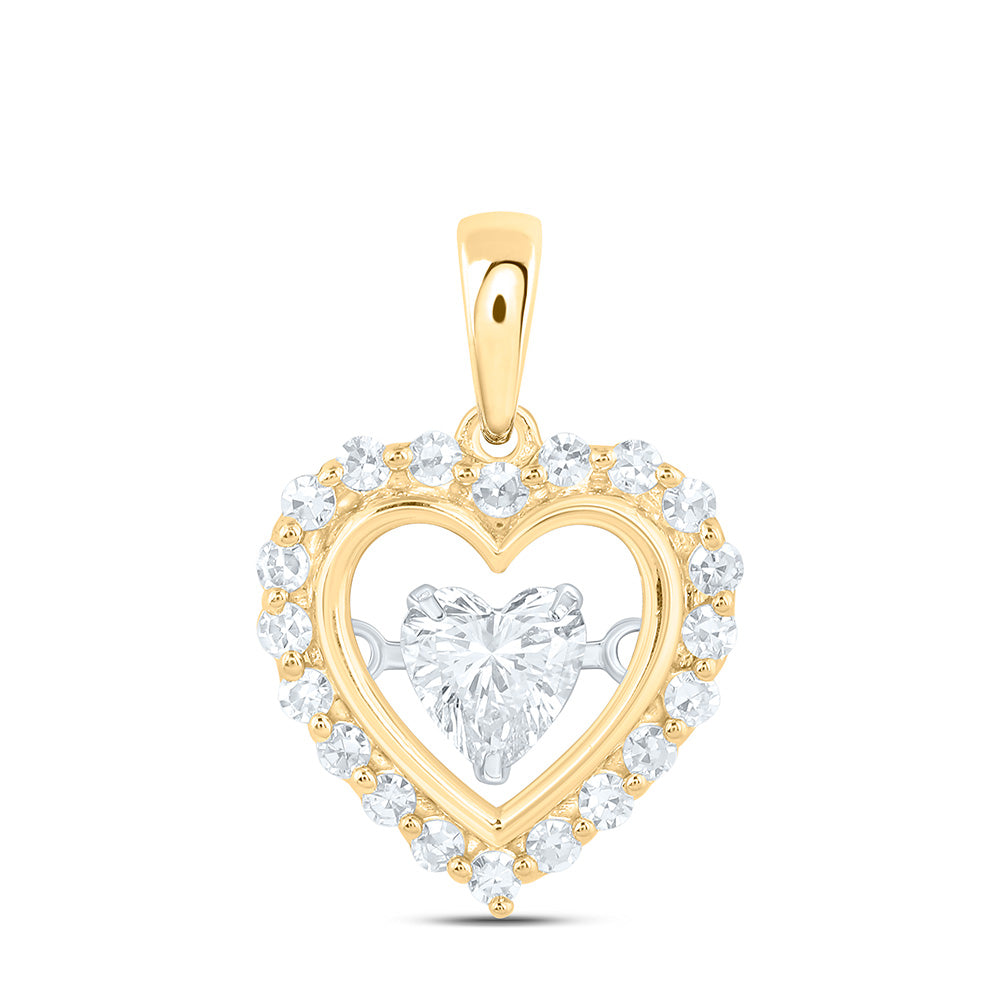 10K Yellow Or White Gold 1/2 Cttw Lab Grown Diamond Heart Charm Pendant