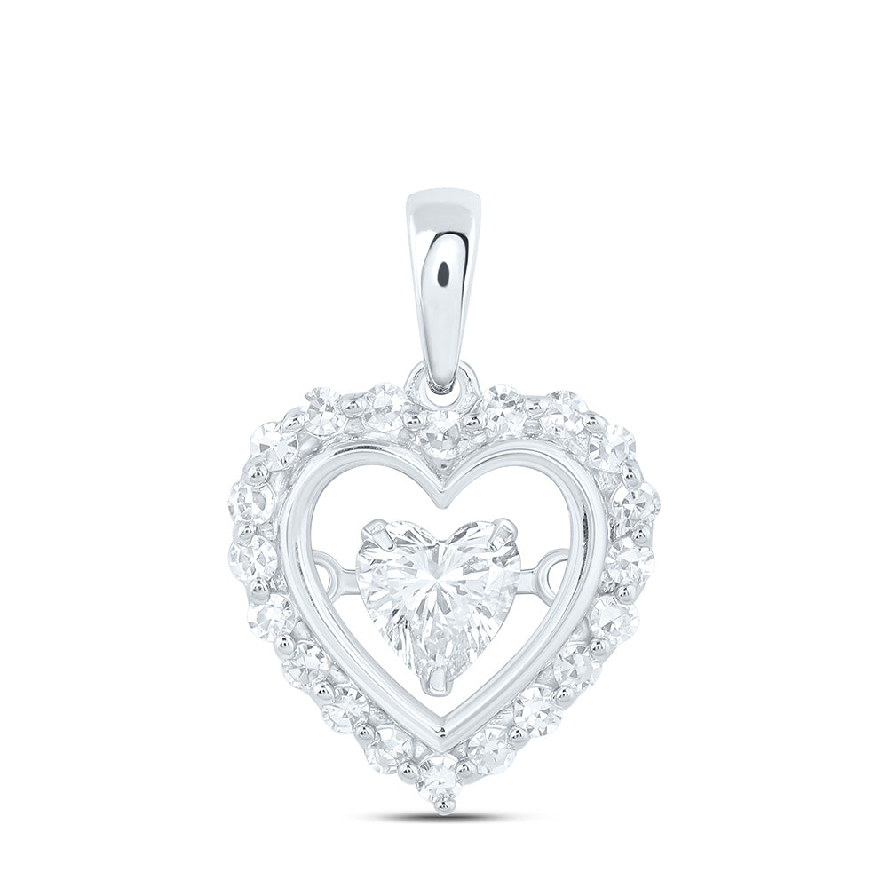 10K Yellow Or White Gold 1/2 Cttw Lab Grown Diamond Heart Charm Pendant