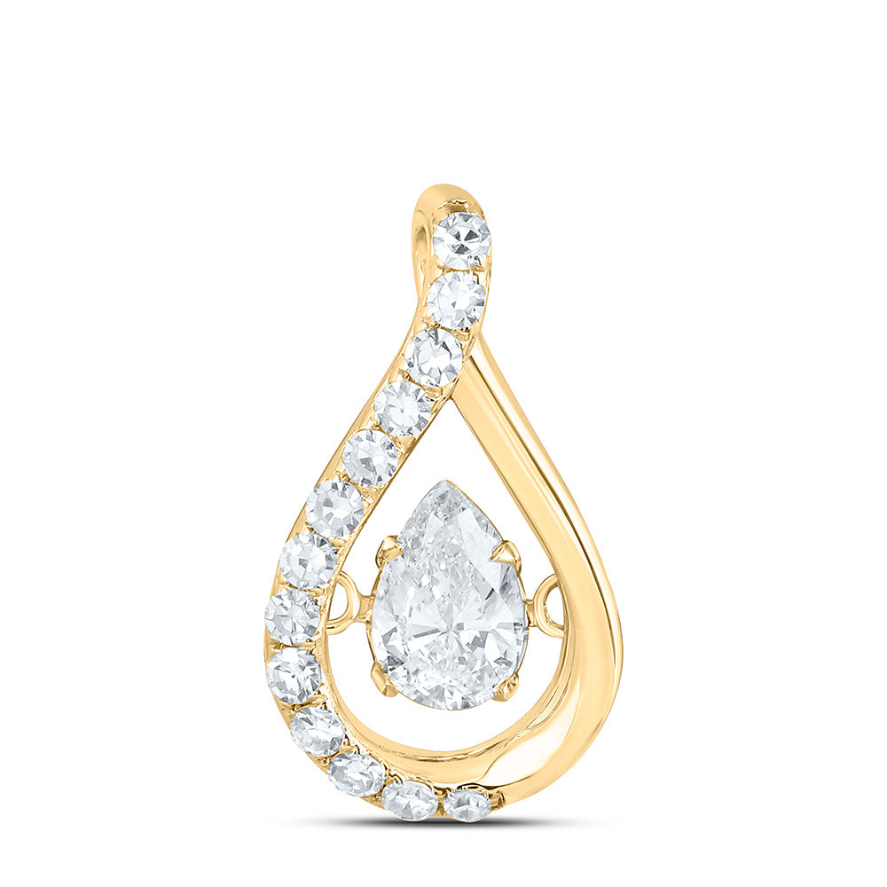 Sterling Silver 1/2 Cttw Lab Grown Diamond Pear Charm Pendant