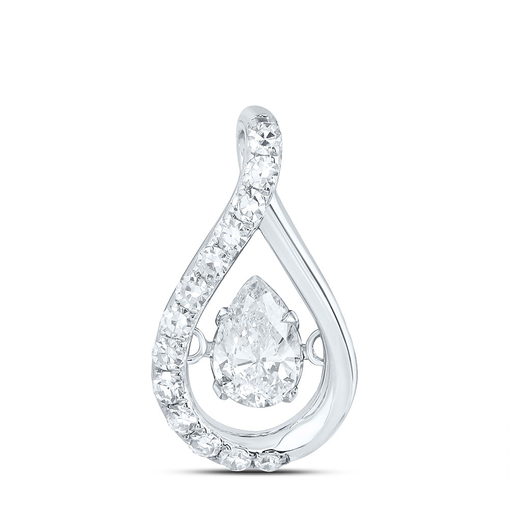 Sterling Silver 1/2 Cttw Lab Grown Diamond Pear Charm Pendant