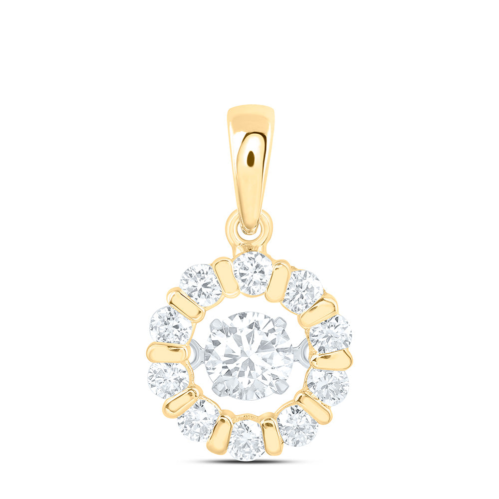 10K Yellow Or White Gold 3/4 Cttw Lab Grown Diamond Round Charm Pendant
