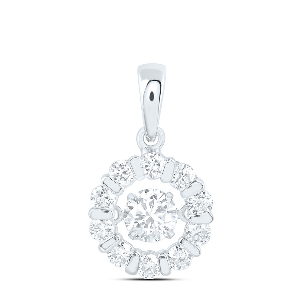 10K Yellow Or White Gold 3/4 Cttw Lab Grown Diamond Round Charm Pendant