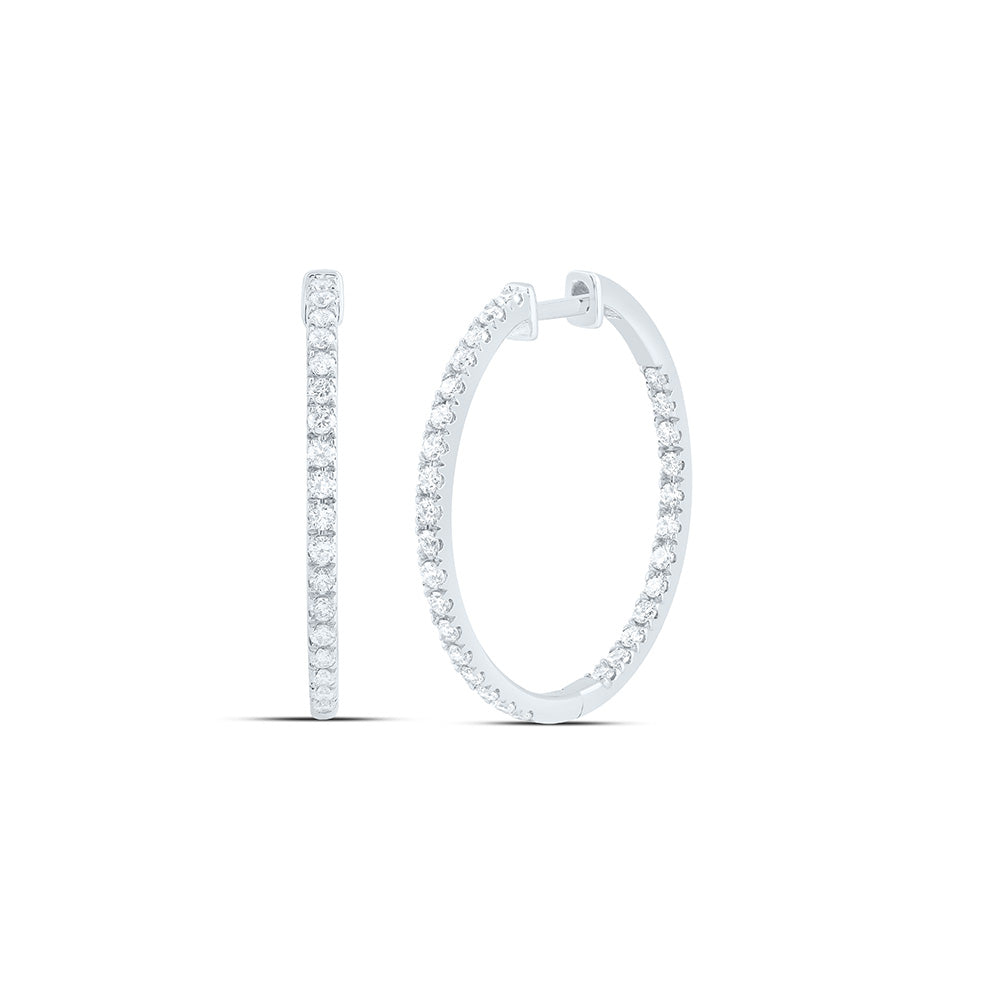 14K Yellow Or White Gold 1 Cttw Lab Grown Diamond Oval Hoop Earring