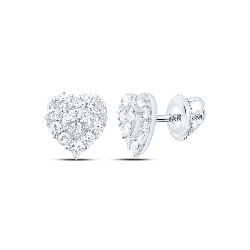 Sterling Silver 1/5 Cttw Lab Grown Diamond Heart Earring