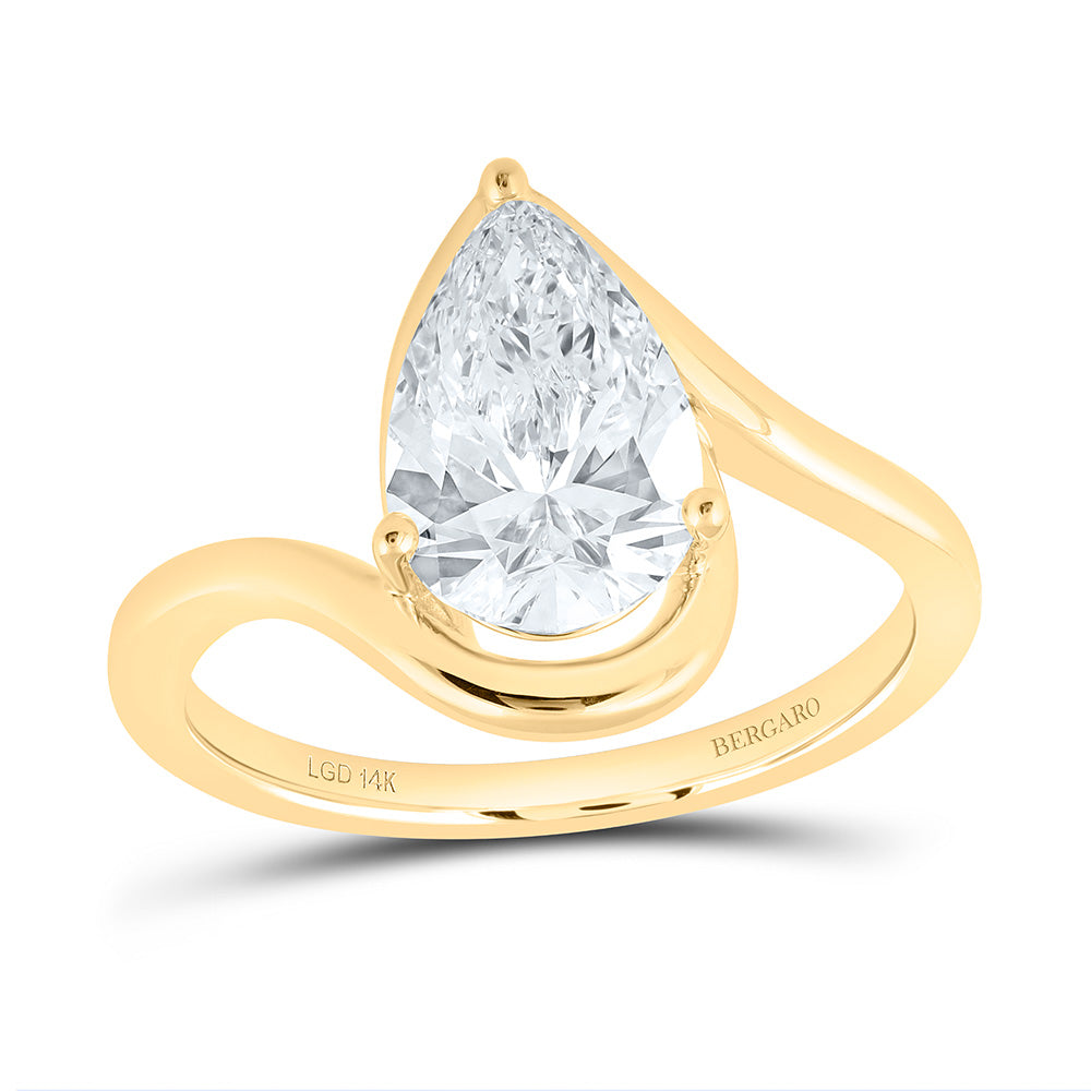 14K Yellow Or White Gold Lab Grown Diamond Pear Stud Ring