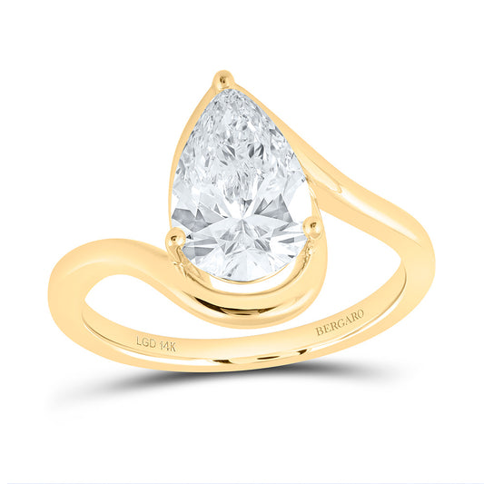 14K Yellow Or White Gold Lab Grown Diamond Pear Stud Ring