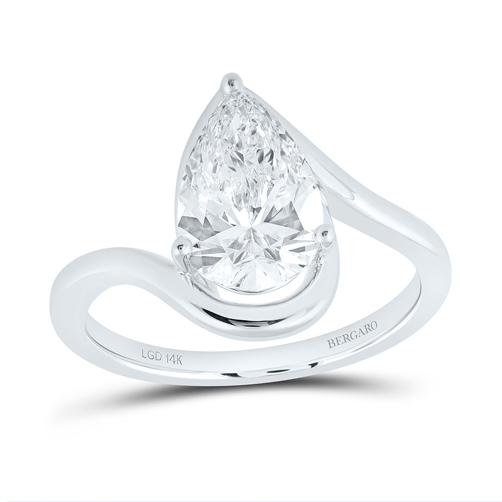 14K Yellow Or White Gold Lab Grown Diamond Pear Stud Ring
