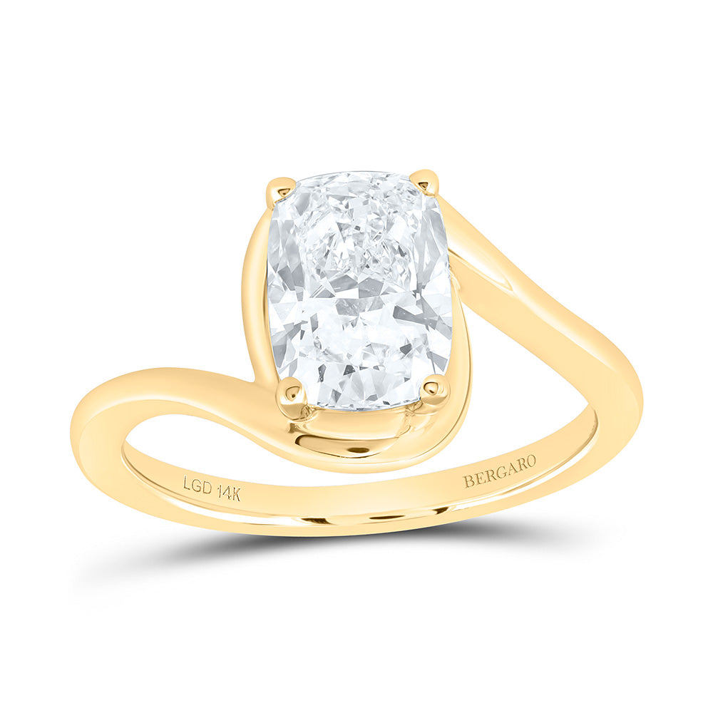 14K Yellow Or White Gold Lab Grown Diamond Cushion Stud Ring