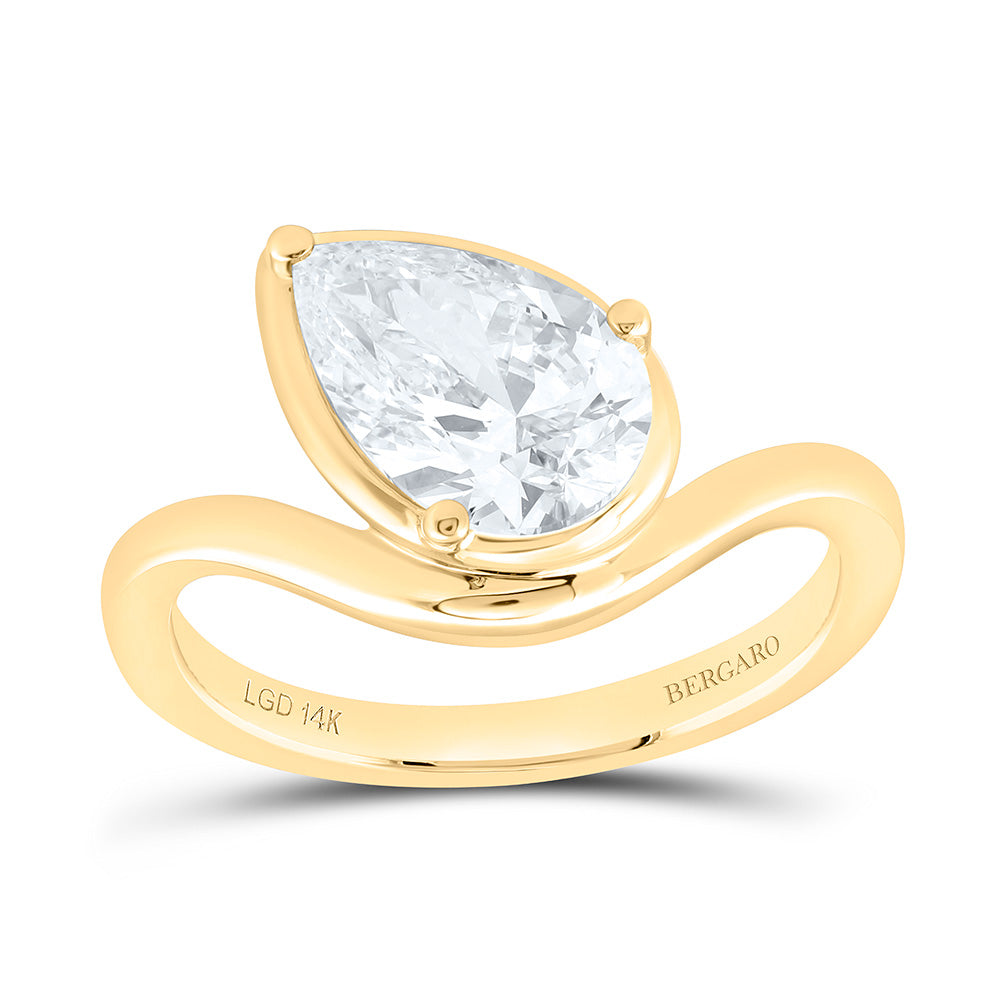 14K Yellow Or White Gold 2 Cttw Lab Grown Diamond Pear Stud Ring
