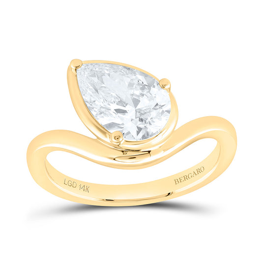 14K Yellow Or White Gold 2 Cttw Lab Grown Diamond Pear Stud Ring