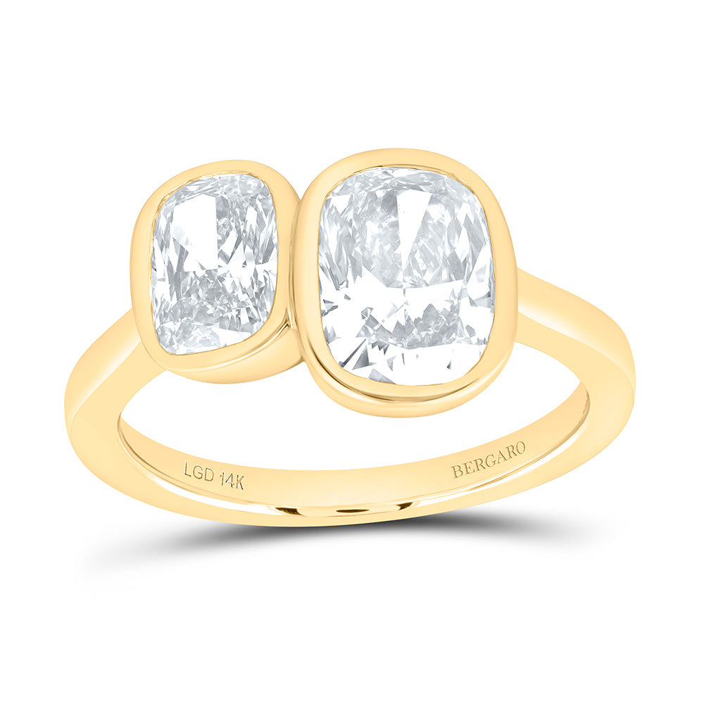 14K Yellow Gold 3 Cttw Lab Grown Diamond Cushion Bezel Cuff Ring