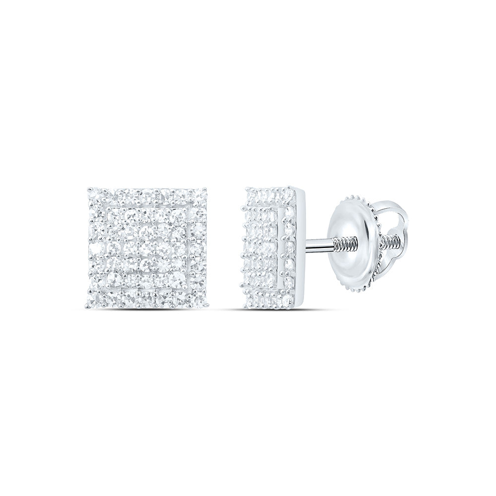 Sterling Silver 5/8 Cttw Lab Grown Diamond Square Earring