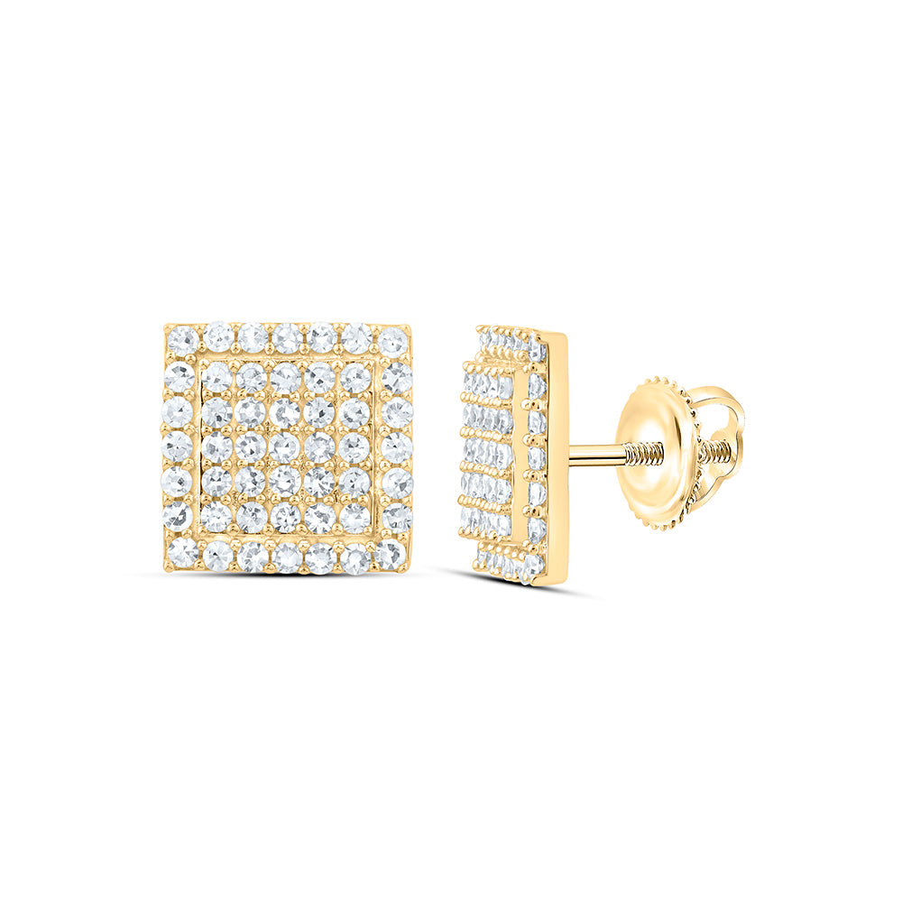 Sterling Silver 3/4 Cttw Lab Grown Diamond Fashion Square Earring