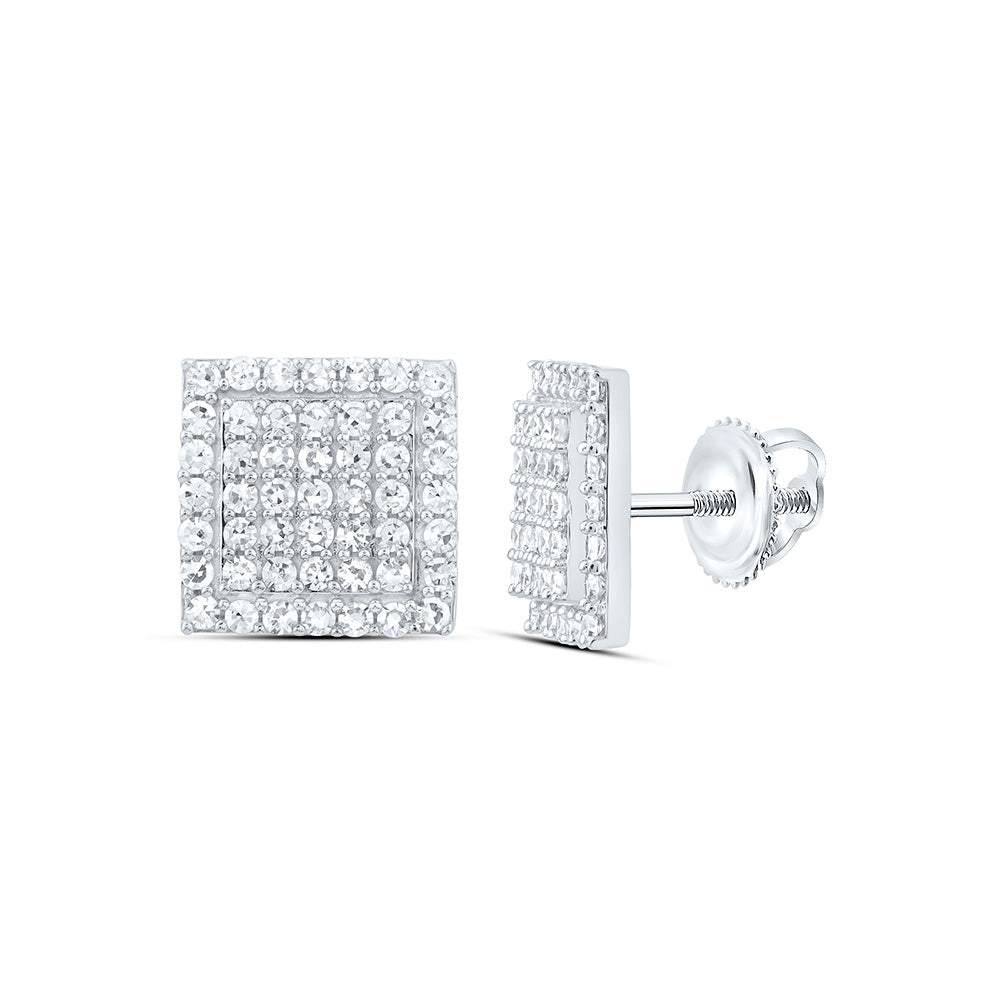 Sterling Silver 3/4 Cttw Lab Grown Diamond Fashion Square Earring
