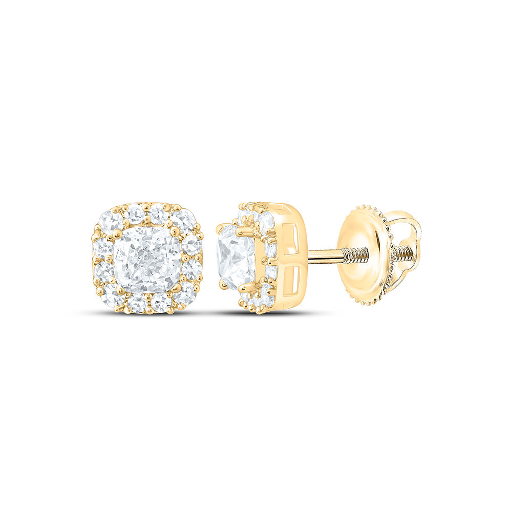 10K Yellow Or White Gold 3/4 Cttw Lab Grown Diamond Fashion Cushion Earring