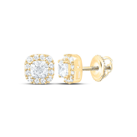 10K Yellow Or White Gold 3/4 Cttw Lab Grown Diamond Fashion Cushion Earring