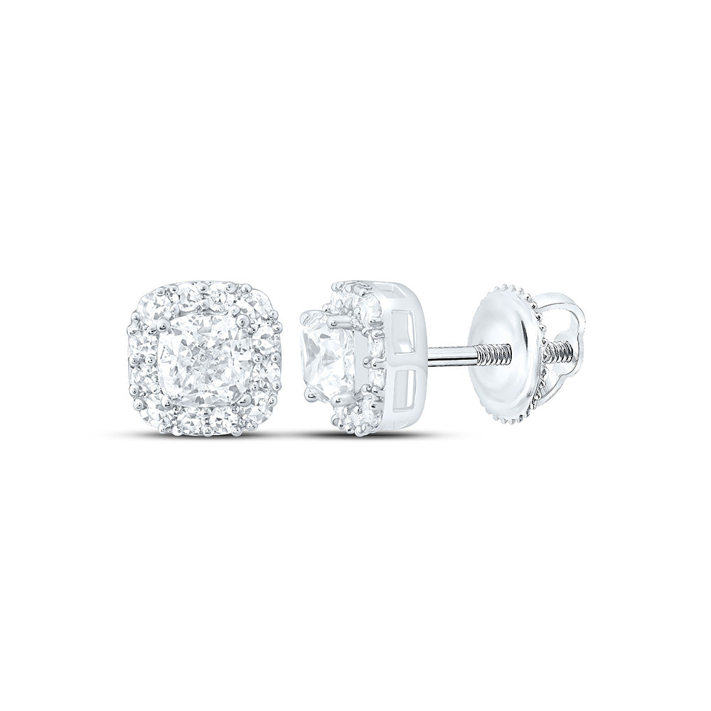 14K Yellow Or White Gold 3/4 Cttw Lab Grown Diamond Fashion Cushion Earring