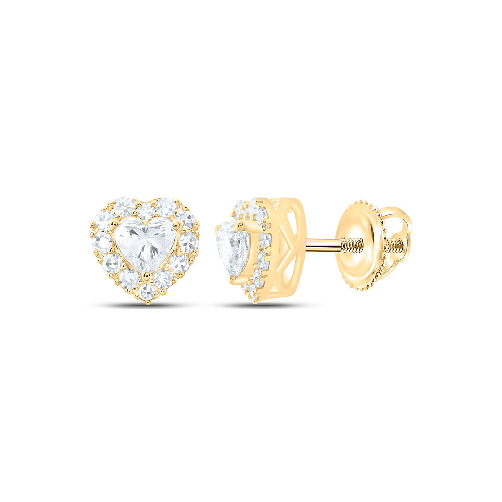 14K Yellow Or White Gold 1/2 Cttw Lab Grown Diamond Heart Earring