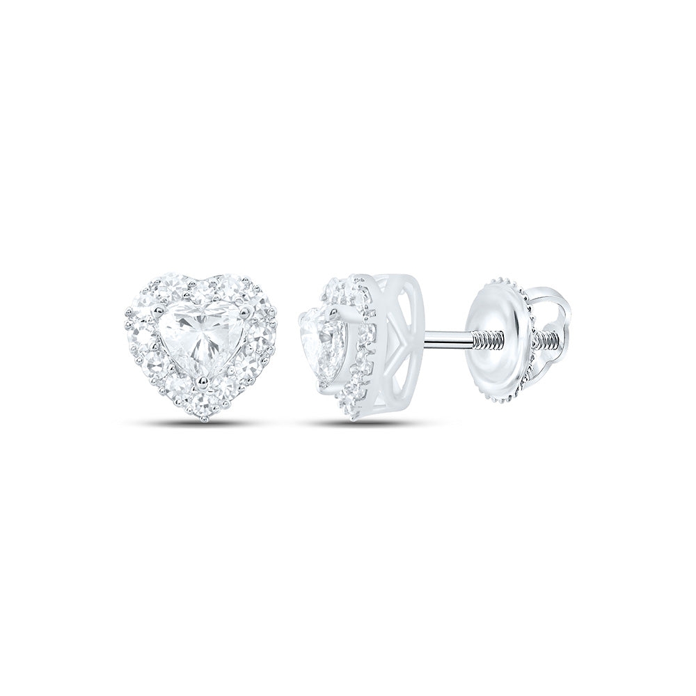 14K Yellow Or White Gold 1/2 Cttw Lab Grown Diamond Heart Earring
