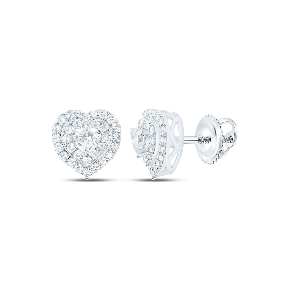 14K Yellow Or White Gold 3/4 Cttw Lab Grown Diamond Heart Earring