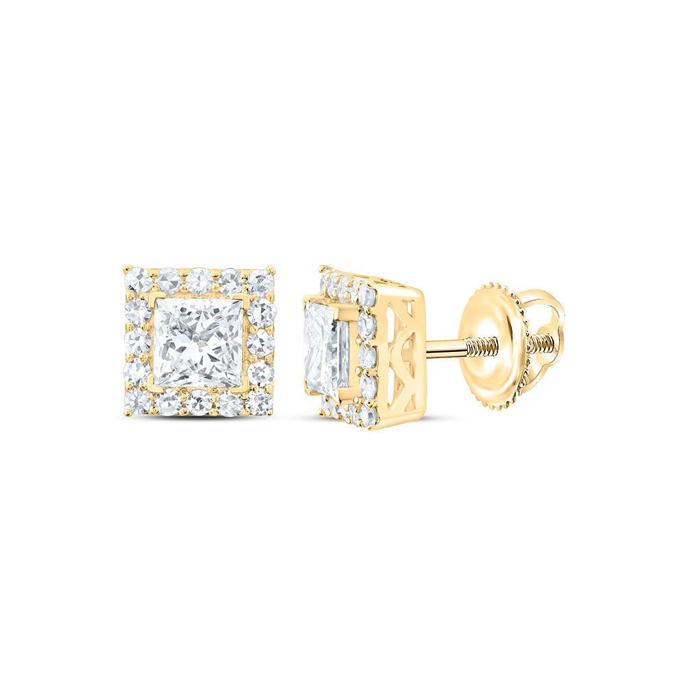 14K Yellow Or White Gold 7/8 Cttw Lab Grown Diamond Square Earring