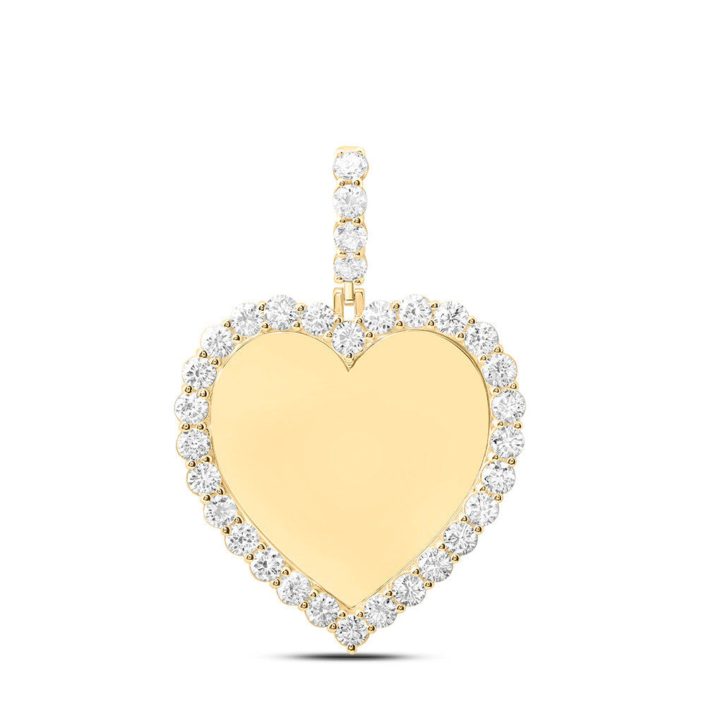 10K Yellow Gold Or Sterling Silver 3 1/5 Cttw Lab Grown Diamond Heart Memory Charm Pendant
