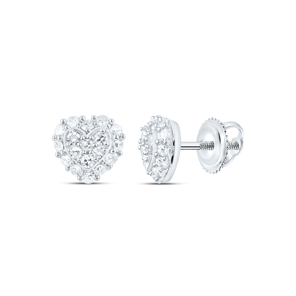 Sterling Silver 1/4 Cttw Lab Grown Diamond Heart Earring