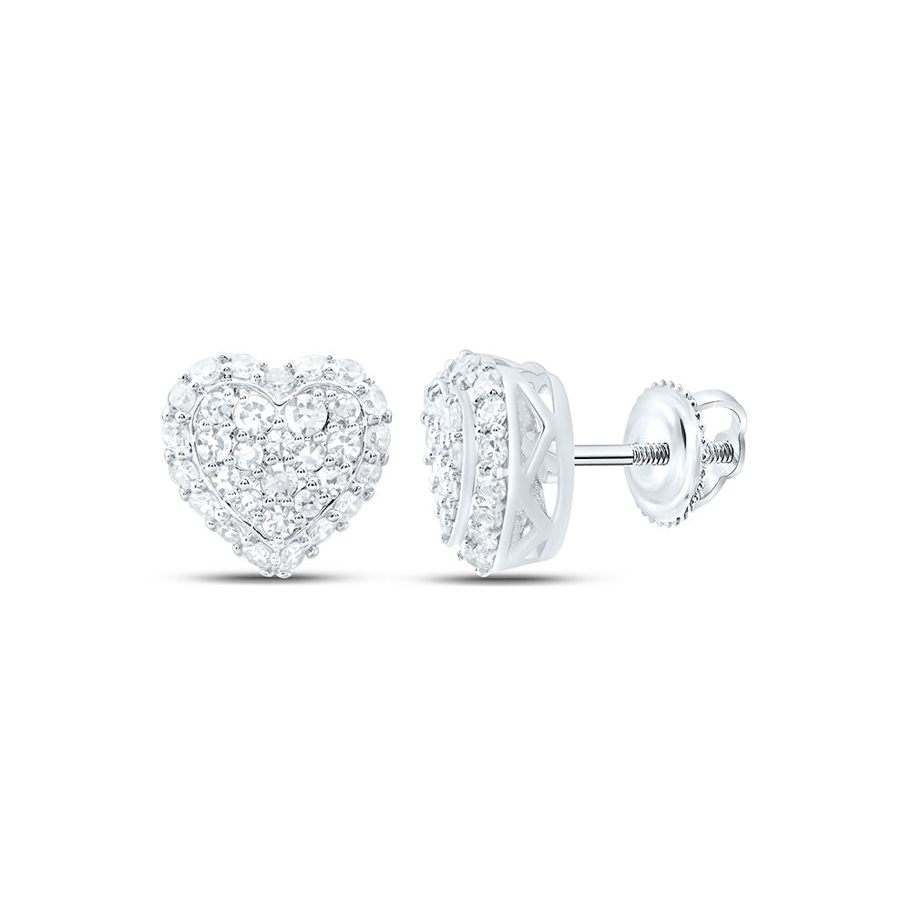 14K Yellow Or White Gold 3/8 Cttw Lab Grown Diamond Heart Earring