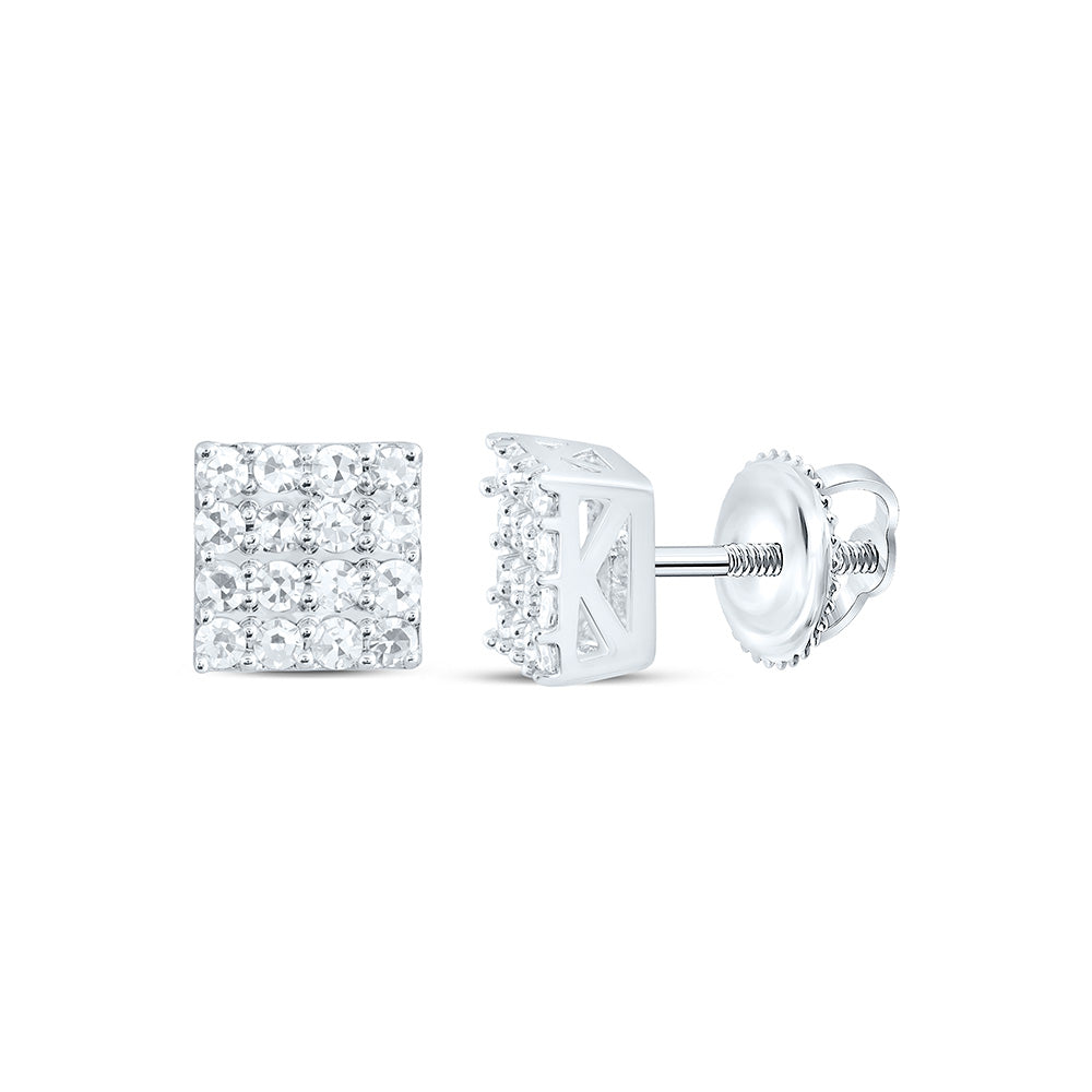14K Yellow Or White Gold 1/5 Cttw Lab Grown Diamond Square Earring