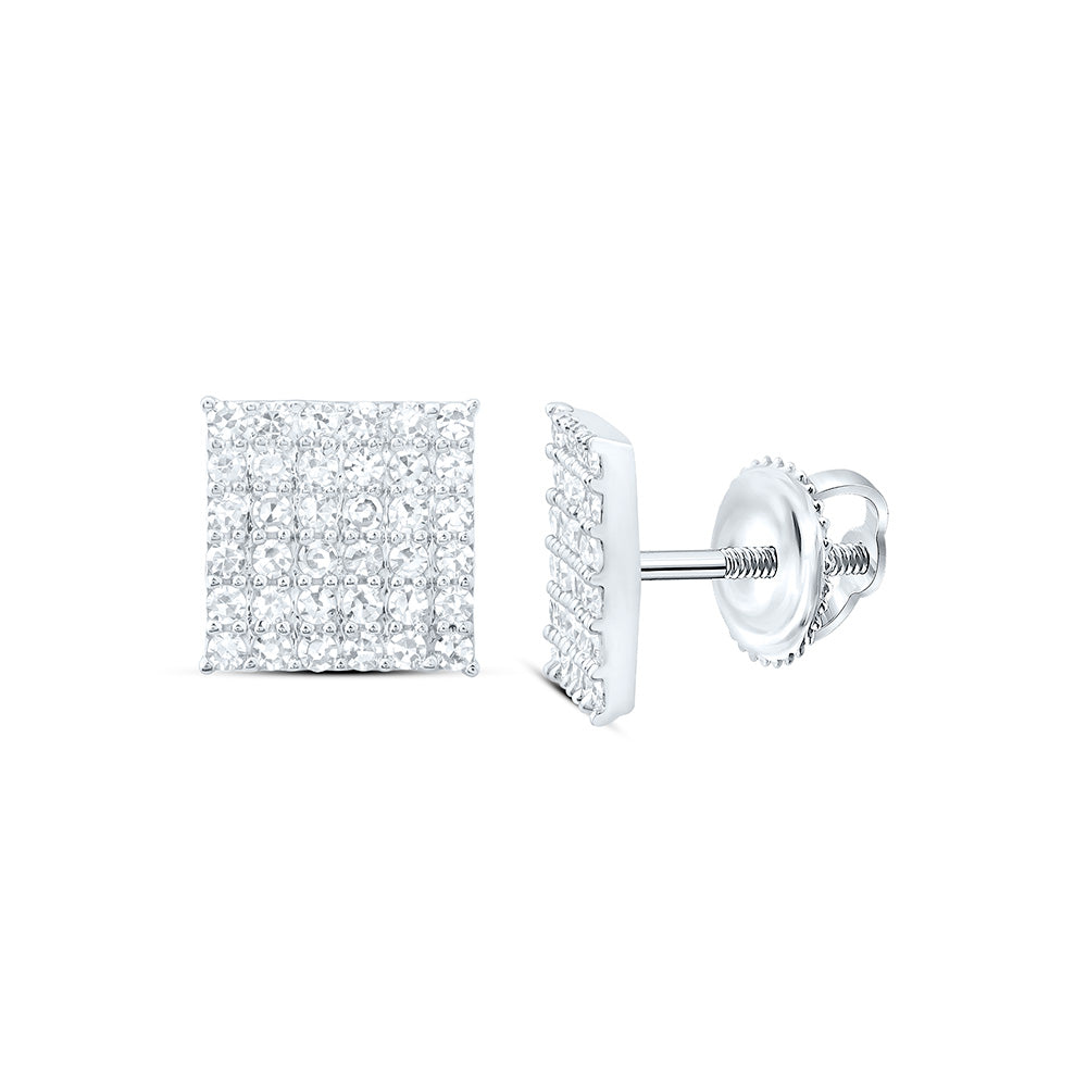 Sterling Silver 3/8 Cttw Lab Grown Diamond Fashion Square Earring