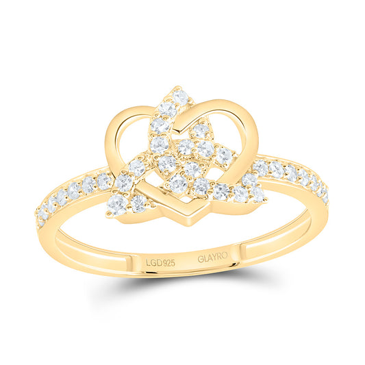 Sterling Silver 1/4 Cttw Lab Grown Diamond Heart Engagement Ring
