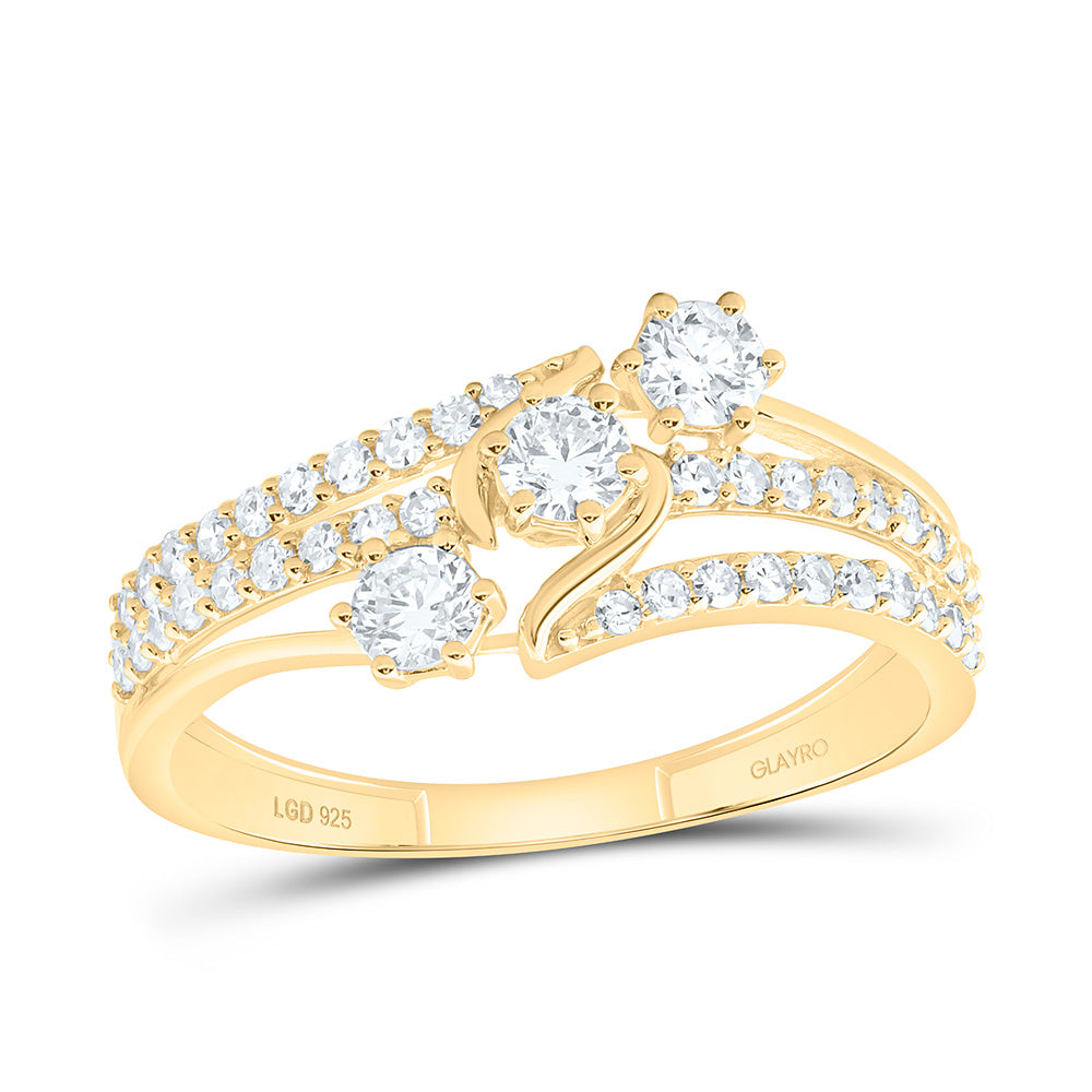Sterling Silver Yellow Tone 5/8 Cttw Lab Grown Diamond Engagement Ring