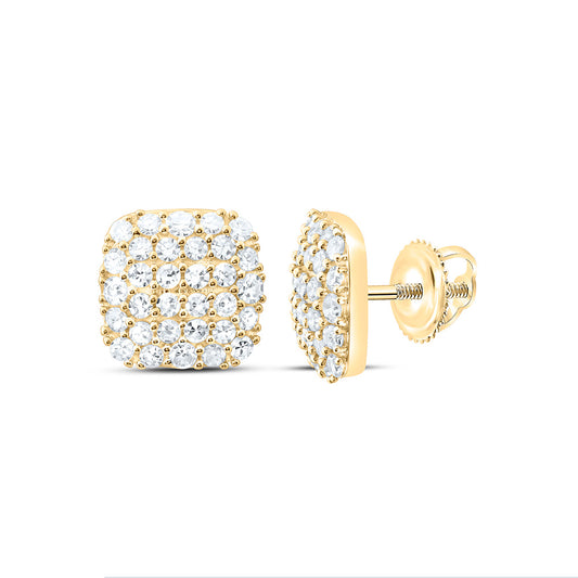 Sterling Silver Yellow Tone 1/2 Cttw Lab Grown Diamond Cushion Earring