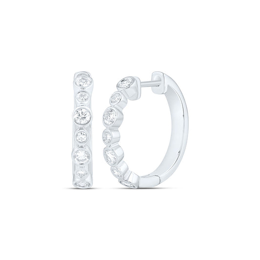 Sterling Silver 5/8 Cttw Lab Grown Diamond Bezel Hoop Earring
