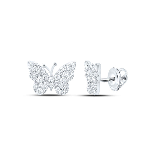 Sterling Silver 1/2 Cttw Lab Grown Diamond Butterfly Earring