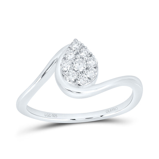 Sterling Silver 1/4 Cttw Lab Grown Diamond Pear Ring