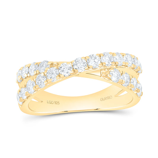 Sterling Silver 1 Cttw Lab Grown Diamond Criss Cross Ring
