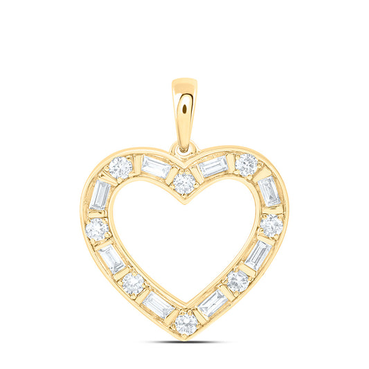Sterling Silver Yellow Tone 3/8 Cttw Lab Grown Diamond Heart Charm Pendant