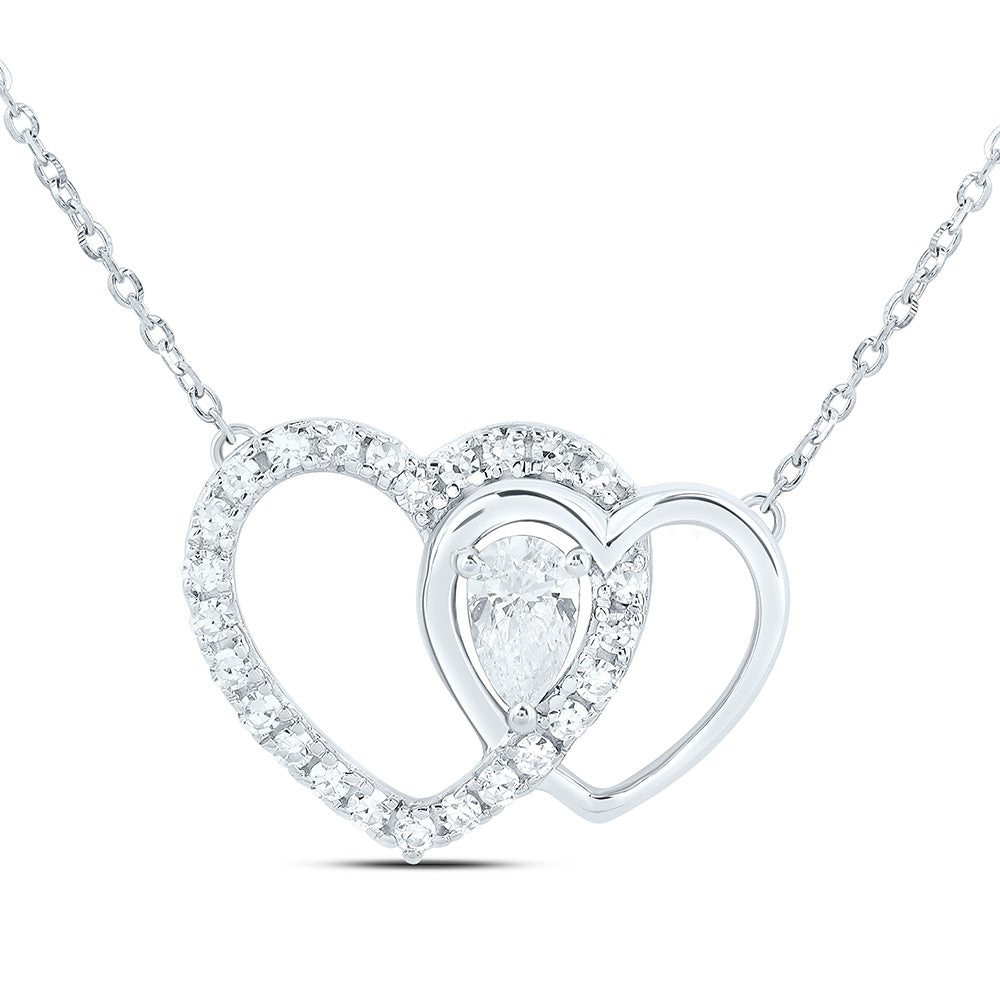 Sterling Silver 3/8 Cttw Lab Grown Diamond Heart Chain Necklace (18 Inch)