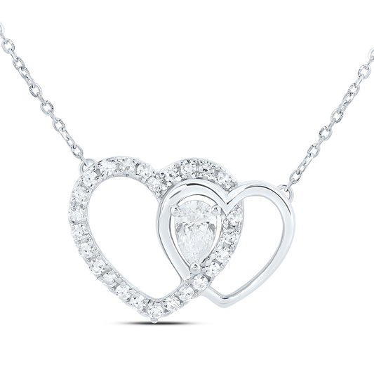 Sterling Silver 3/8 Cttw Lab Grown Diamond Heart Chain Necklace (18 Inch)