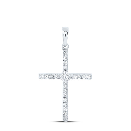 Sterling Silver 1/3 Cttw Lab Grown Diamond Cross Charm Pendant