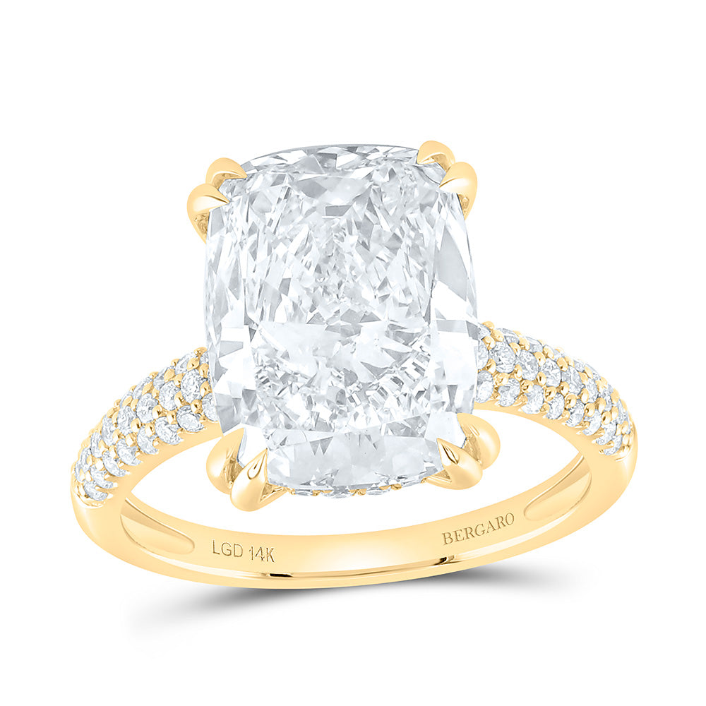 14K Yellow Or White Gold 6 1/2 Cttw Lab Grown Diamond 6 Cttw Center Elongated Cushion Engagement Ring