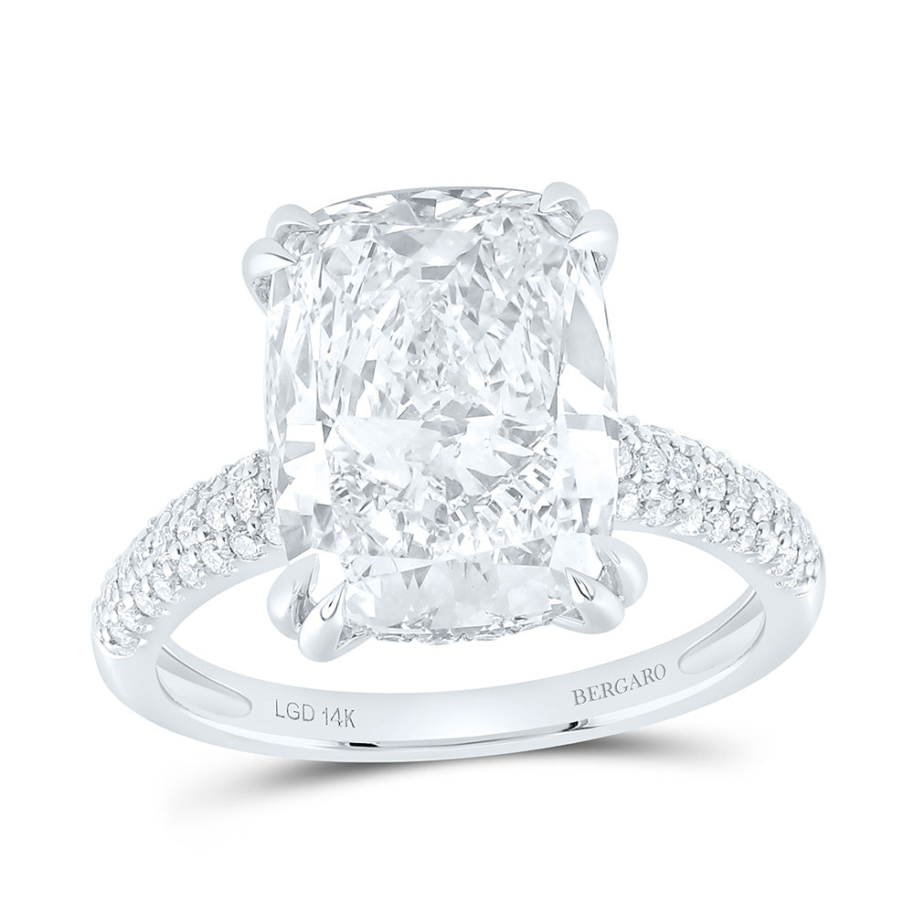 14K Yellow Or White Gold 6 1/2 Cttw Lab Grown Diamond 6 Cttw Center Elongated Cushion Engagement Ring