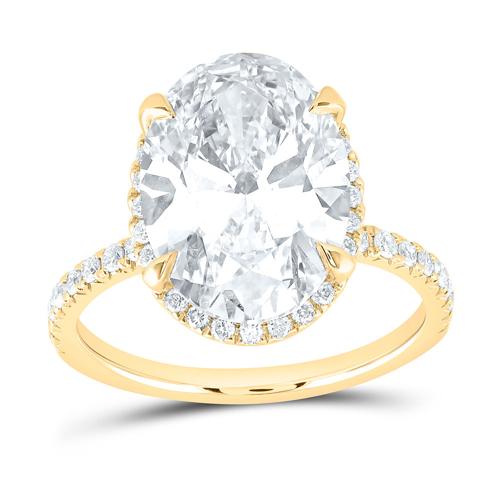 14K Yellow Or White Gold 6 1/2 Cttw Lab Grown Diamond 6 Cttw Center Oval Engagement Ring