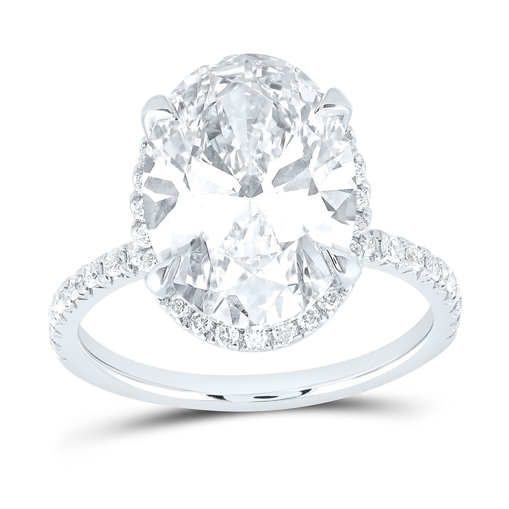 14K Yellow Or White Gold 6 1/2 Cttw Lab Grown Diamond 6 Cttw Center Oval Engagement Ring